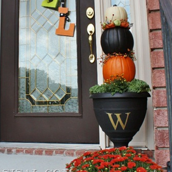 Tricolor Pumpkin Topiary Decoration Tri Color Pumpkin Topiary Decoration IMR