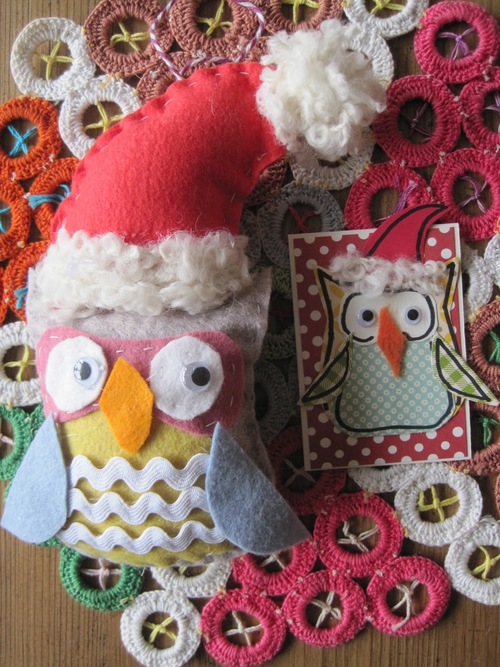 mustang Santa Owl Decoration