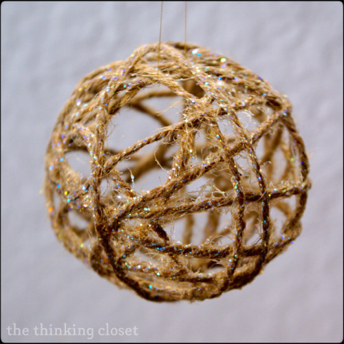 Glittery Twine Ball Ornaments