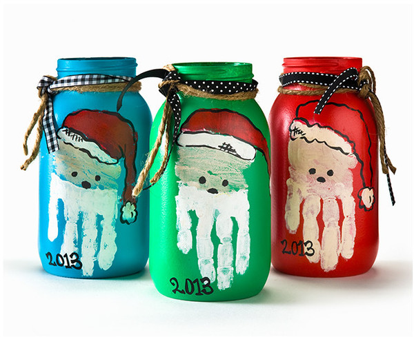 Handprint Art Santa Jars Handprint Art Santa Jars
