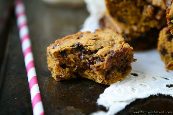 Pumpkin Chocolate Chip Blondie Bars