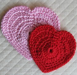 Red and Pink Crocheted Hearts
