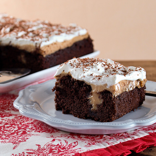 Chocolate Peanut Butter Poke Cake
