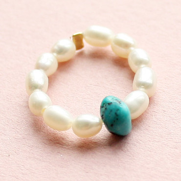 Turquoise and Pearl Ring