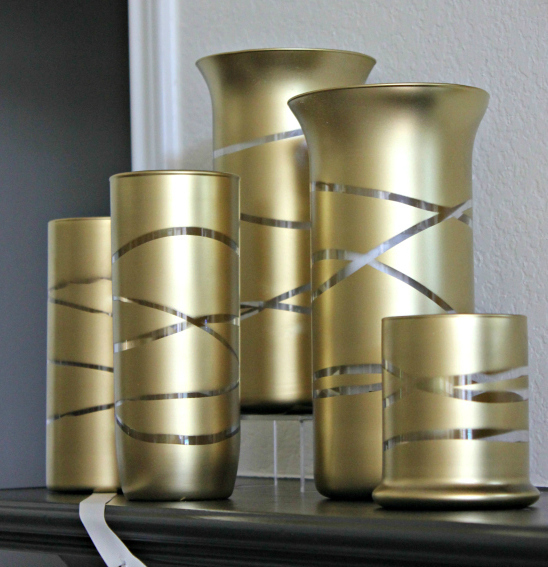 DIY Gorgeous in Gold Striped Vases DIY Gorgeous in Gold Striped Vases