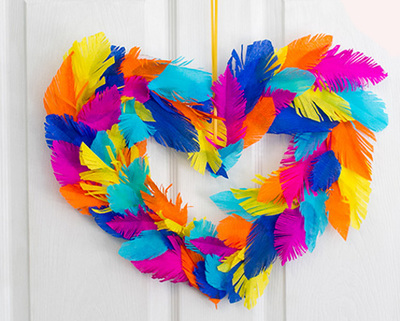 Bold and Beautiful Feather Heart Wreath