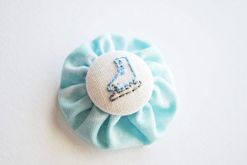 Perfectly Adorable Embroidered Ice Skate Pin Perfectly Adorable Embroidered Ice Skate Pin