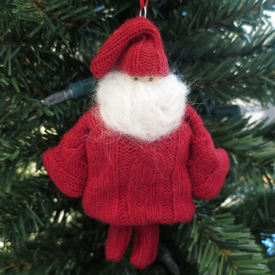 Upcycled Sweater Santa Ornament