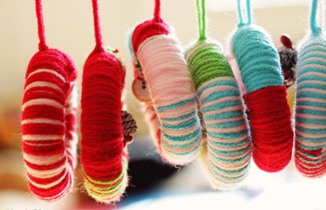 Twisted Yarn Wreath Ornaments Twisted Yarn Wreath Ornaments