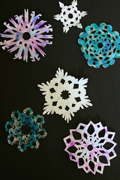 Colorful Newspaper Snowflakes Colorful Newspaper Snowflakes