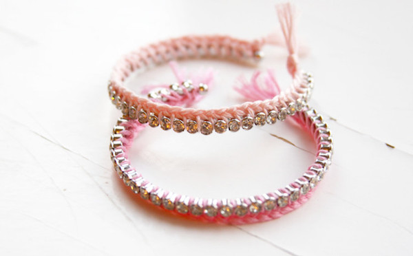 Braided Thread and Rhinestone Bracelets Braided Thread and Rhinestone Bracelets