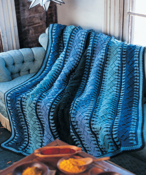 Alaskan Blue Tunisian Crochet Blanket