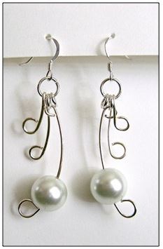 Wire Winged Pearl Earrings