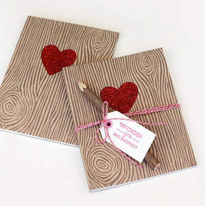 Wonderful Woodgrain Valentine's Day Notebooks