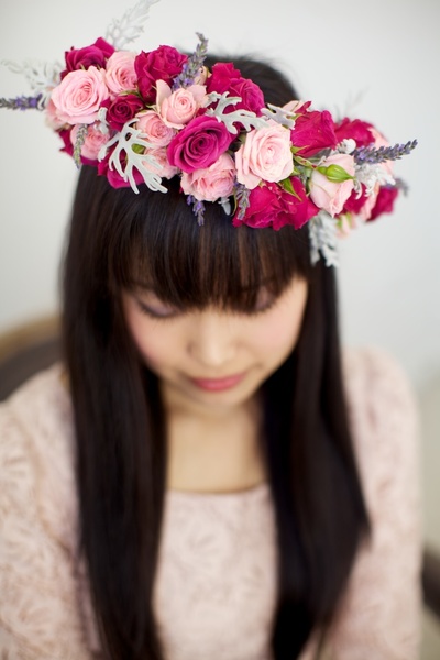 Wild Roses and Lavender Flower Crown