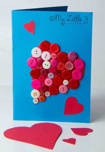 Adorable Button Valentine Card Adorable Button Valentine Card