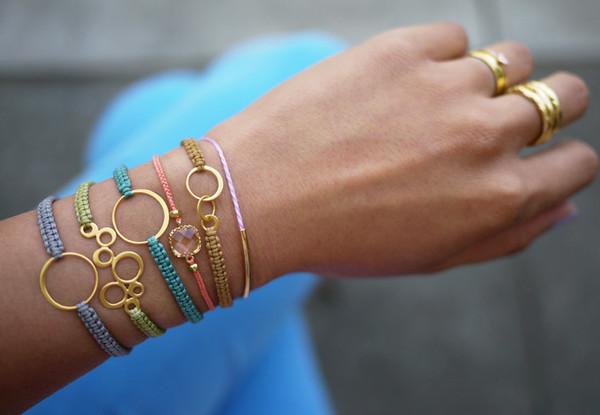 Colorful Metal Charm Macrame Bracelet Colorful Metal Charm Macrame Bracelet