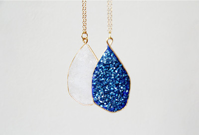 Glittering Faux Geode Necklace