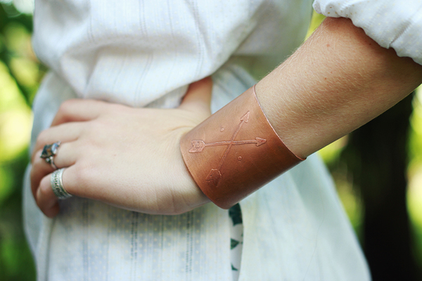 Embossed Copper Pipe Cuff Embossed Copper Pipe Cuff