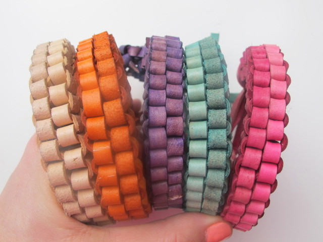 Colorful Leather Box Braid Bracelet Colorful Leather Box Braid Bracelet