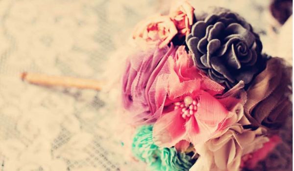 Vintage Fabric Flower Bouquet Vintage Fabric Flower Bouquet