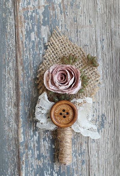 Upcycled Rustic Boutonniere Upcycled Rustic Boutonniere