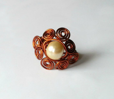 Swirl Wrapped Bead Wire Ring
