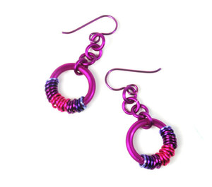 Colorful Coiled Chainmaille Earrings