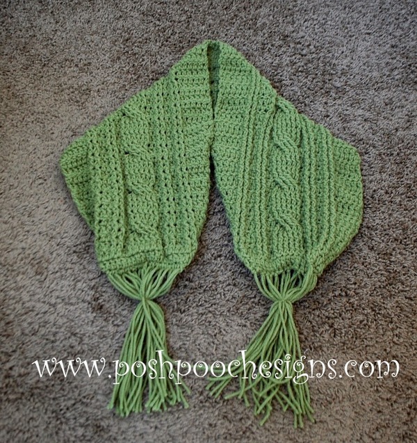 Green Meadows Cable Stitch Crochet Scarf