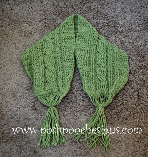 Green Meadows Cable Stitch Crochet Scarf