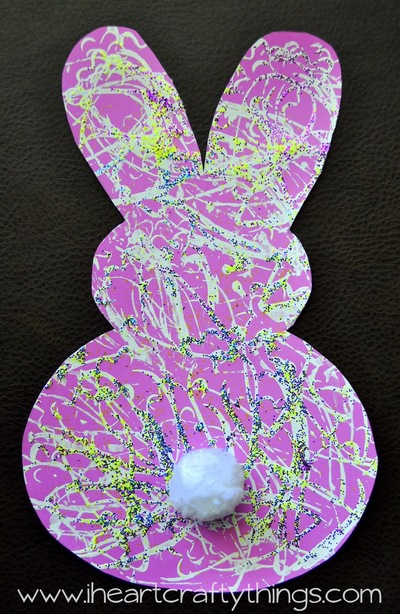 Glitter Stamped Bunny Craft Cookie Cutter and Glitter Bunny Craft