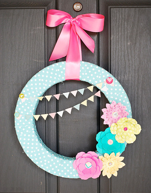 Paper Flowers Wreath for Spring Paper Flowers Wreath for Spring