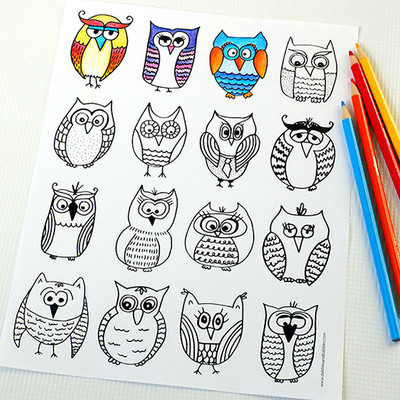 Friendly Owls Free Coloring Page