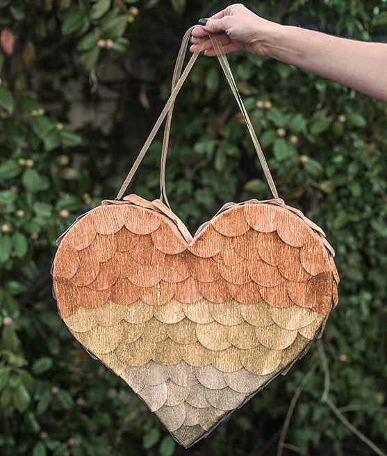 Metallic Crepe Paper Ombre Heart Pinata