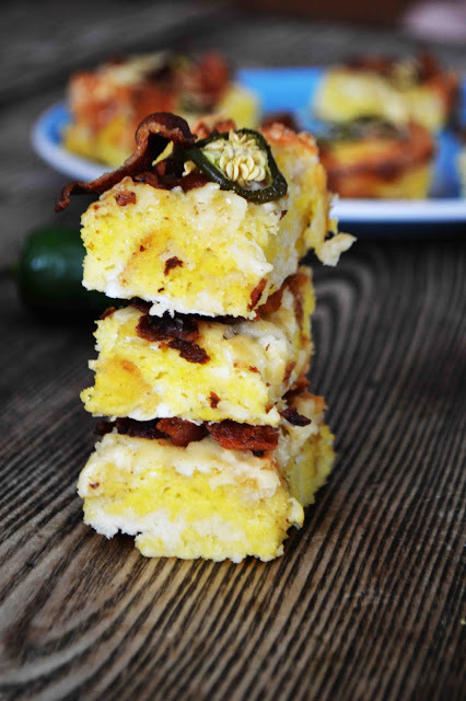 Jalapeno Cheddar and Bacon Breakfast Bars