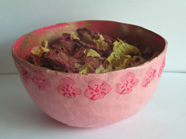 Pretty in Pink Papier Mache Bowl