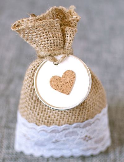 Adorably Rustic Lace and Burlap Favor Bags