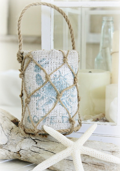 Beachside Burlap Lantern