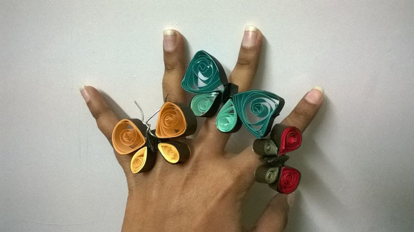 Quilled Paper Butterfly Rings Quilled Paper Butterfly Rings