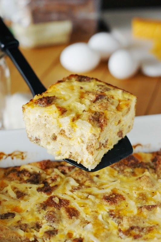 Overnight Sausage Egg Casserole | FaveSouthernRecipes.com