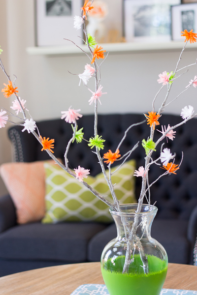 Colorful Crepe Paper Flower Branches