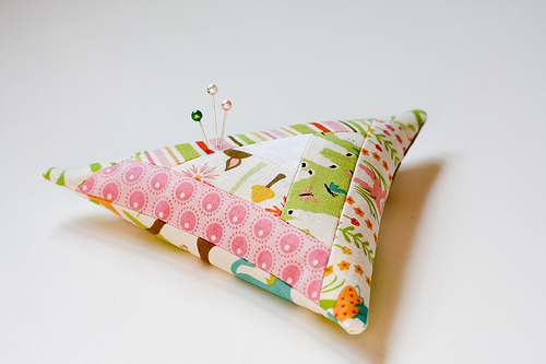 Triangular Log Cabin Pincushion Triangular Log Cabin Pincushion