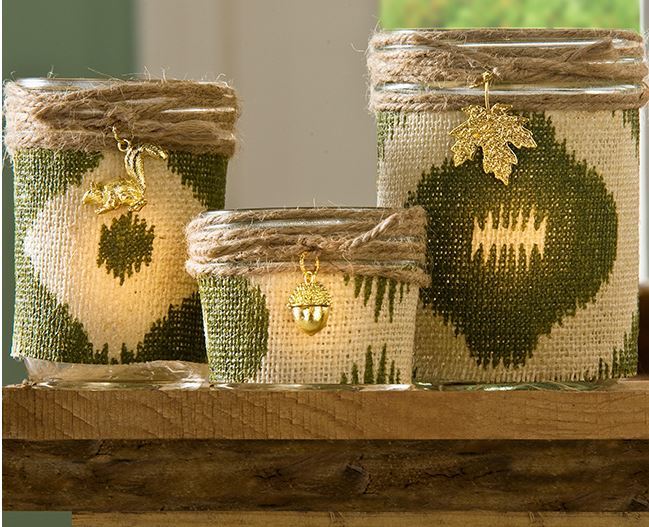 Rustic Burlap Candle Holders