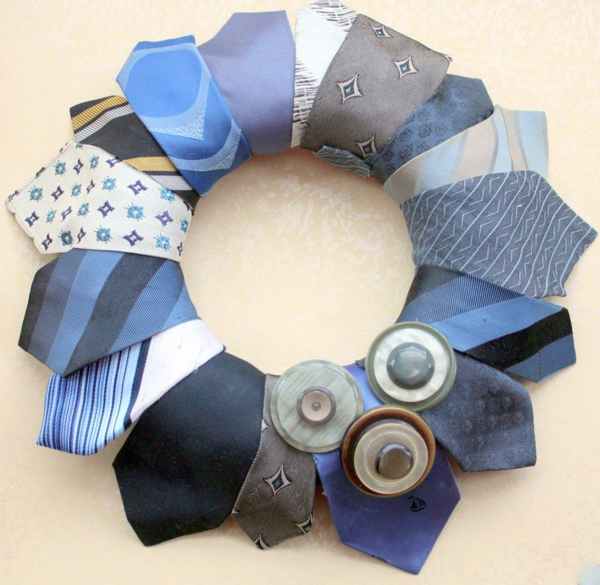 Recycled No-Sew Necktie Wreath