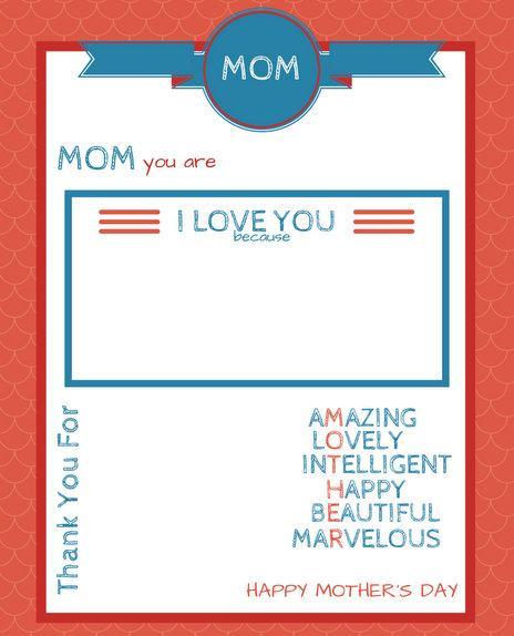 Mother's Day Printable Fill-in-the-Blank Card Mothers Day Printable Fill-in-the-Blank Card