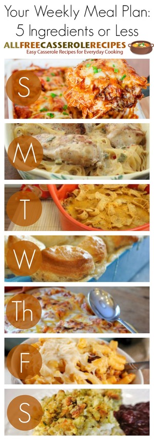 5 Ingredients or Less Weekly Meal Plan 5 Ingredients or Less Weekly Meal Plan