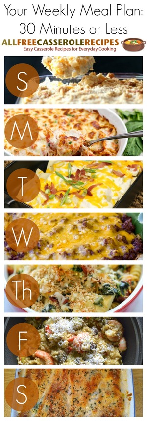 30 Minutes or Less Weekly Meal Plan 30 Minutes or Less Weekly Meal Plan