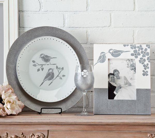 Silver and White Wedding Set Silver and White Wedding Set