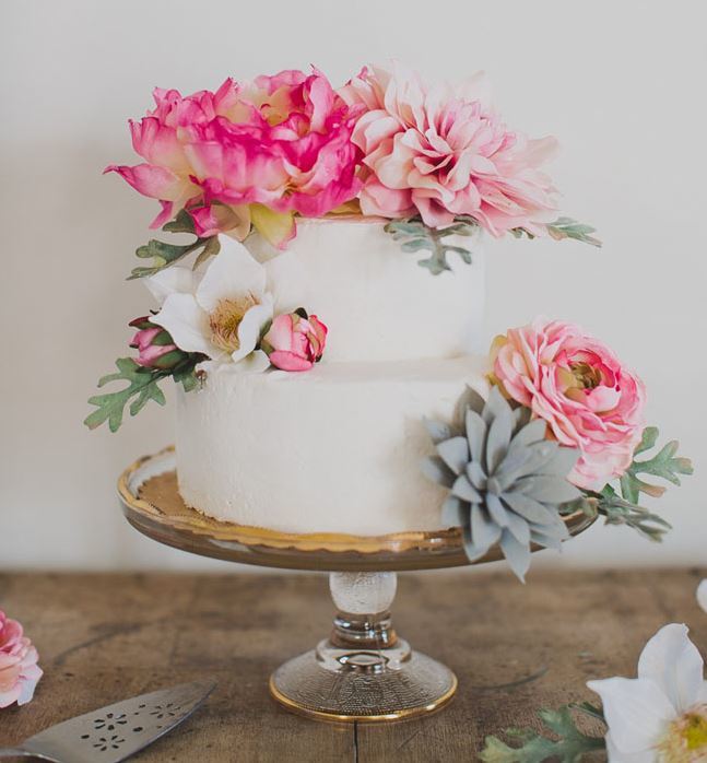 Incredible Silk Flower DIY Wedding Cake