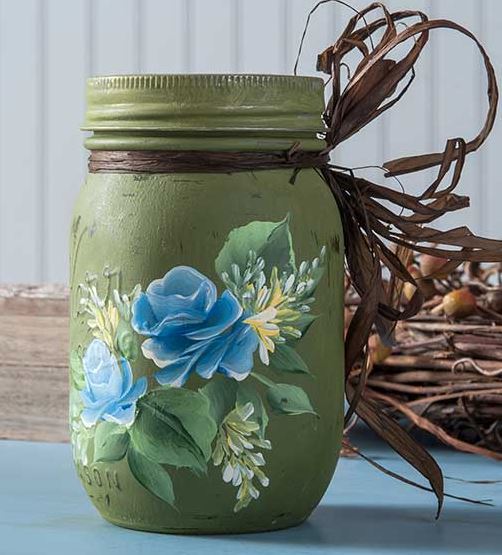 Blue Rose Mason Jar Centerpiece Blue Rose Mason Jar Centerpiece